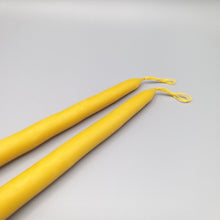 Load image into Gallery viewer, Hand dipped taper candles. Pure beeswax candles x 2. Long taper candles.