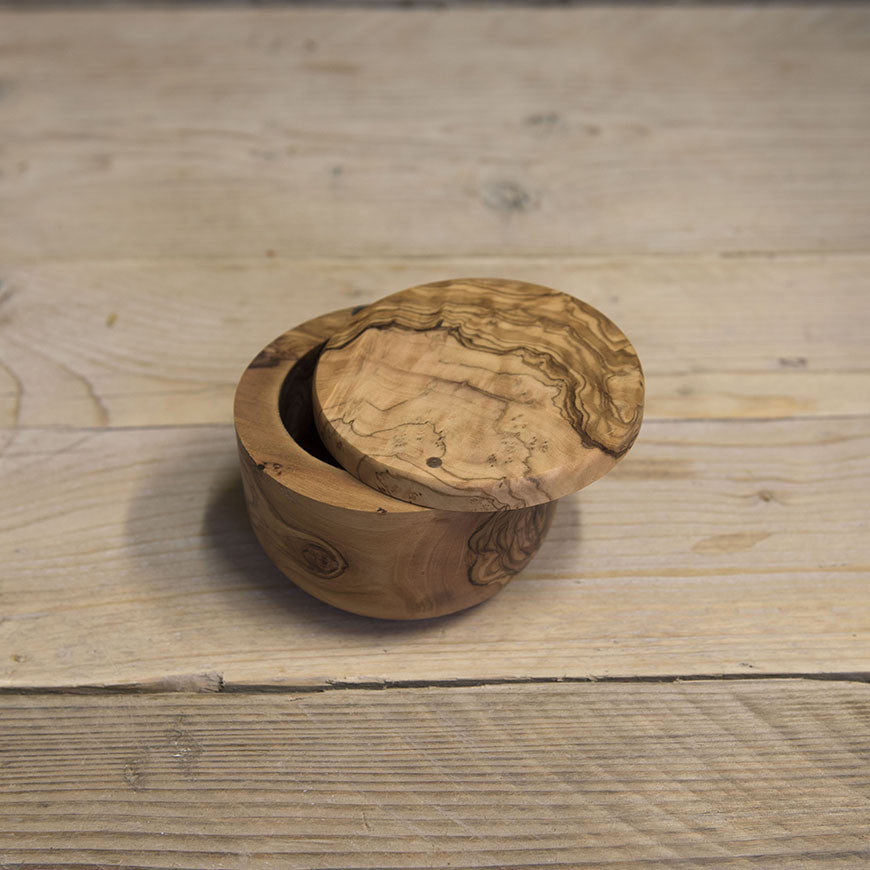 Olive wood pot with twist magnetic lid - Be Natural Products